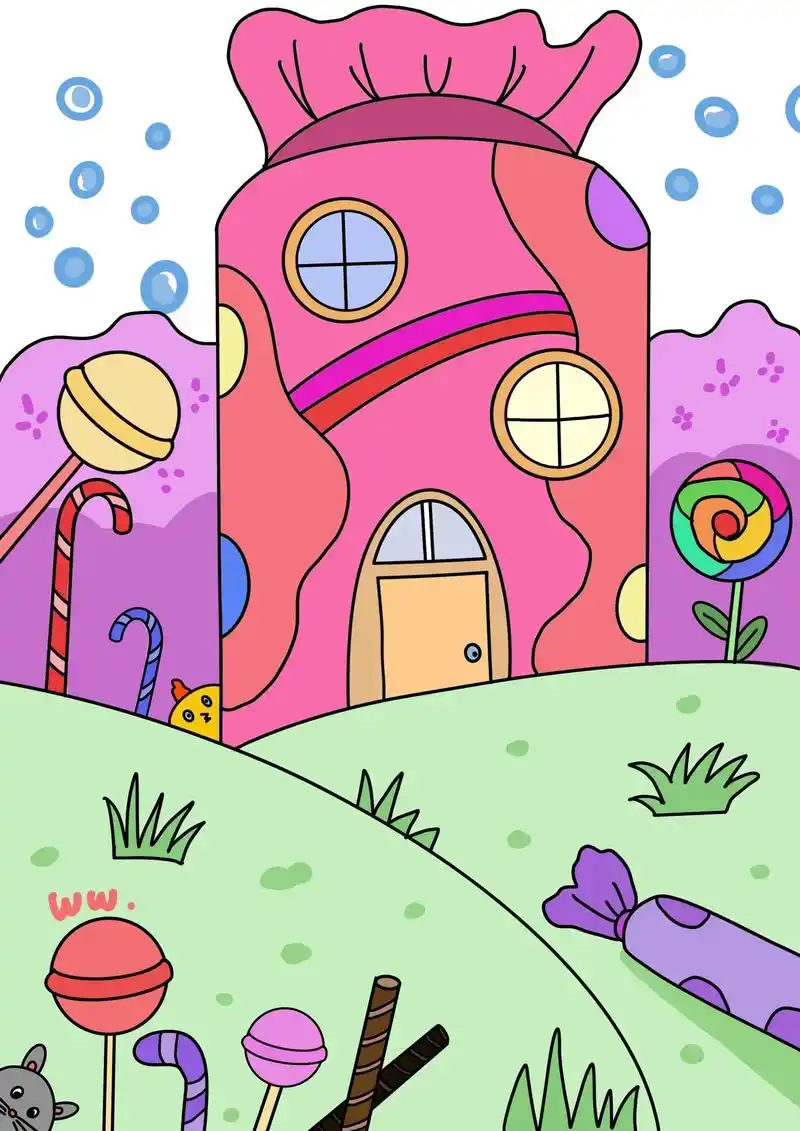 糖果房子 儿童创意画.谁小时候不想拥有这样一座糖果屋呢!快来 - 抖音