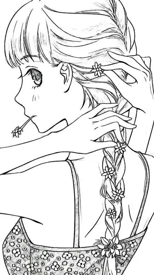 绘动漫 简笔画 线稿 黑白配 动漫 唯美 壁纸 插画 头像 可爱 唯美 二