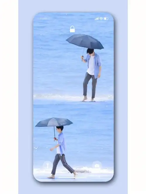肖战海边撑伞锁屏壁纸78
