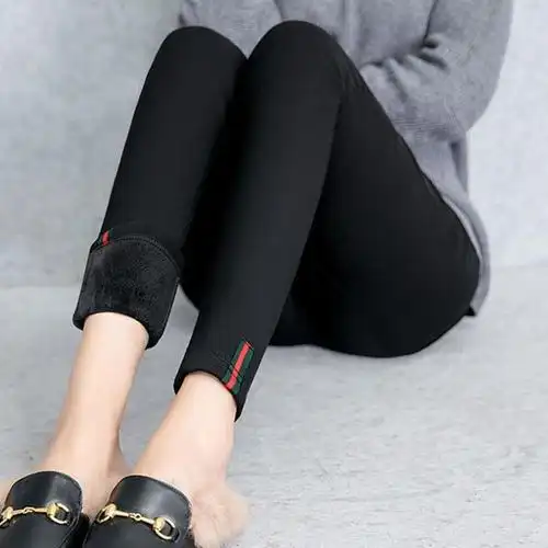 黑色平角七分不加绒s加绒不加绒女裤休闲裤打底裤外穿小脚铅笔女裤