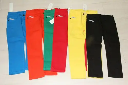 童装男女童2014秋冬新款 彩色牛仔裤 长裤 儿童中大童裤子图片_3