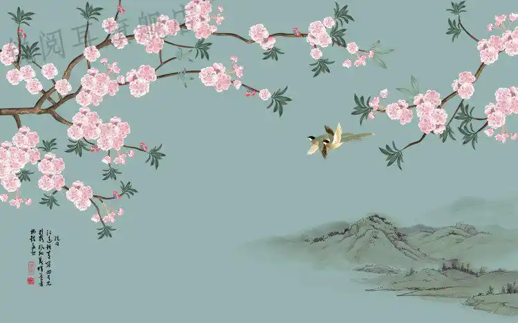 古风背景布直播间3d立体视频拍摄背景布网红直播课程复古背景墙水墨