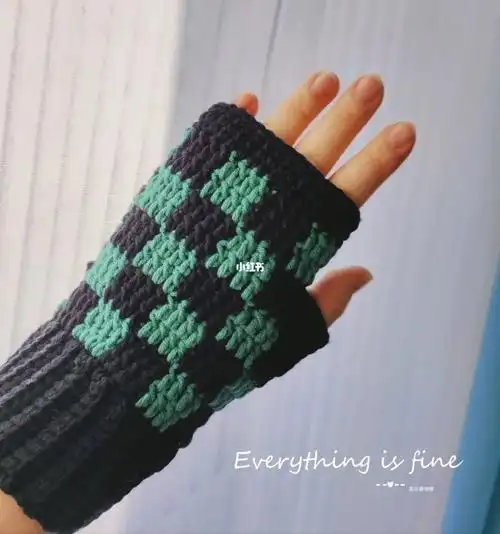 棋盘格手套秋冬钩针手工毛线编织教程