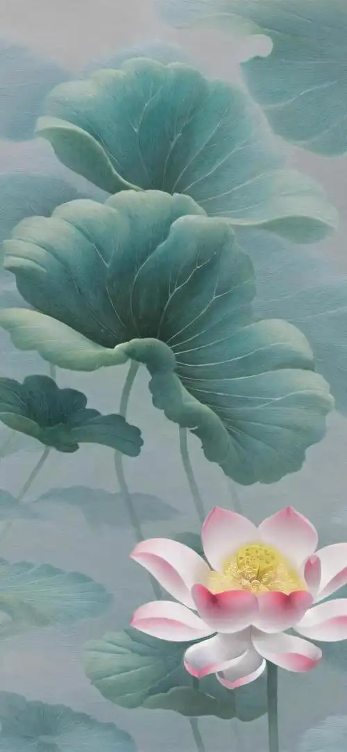 莲花壁纸,远观莲花,如霞似雪,洁白无瑕