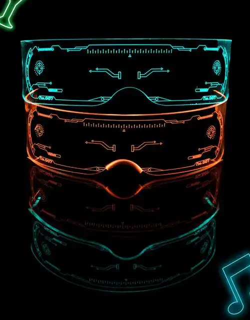 眼镜发光赛博朋克未来科技感led酒吧道具抖音男女科幻潮科技呼吸款