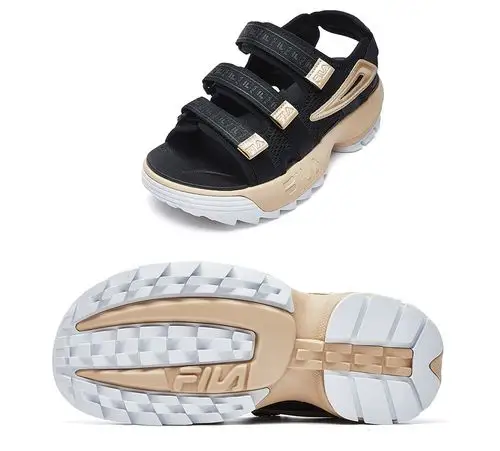 fila fusion斐乐潮牌 凉鞋女2021夏季新款魔术贴女鞋轻便沙滩 集团白