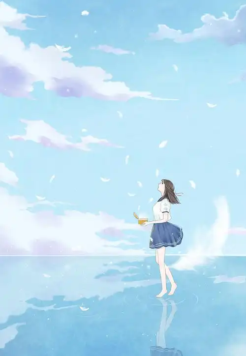 手机聊天桌面锁屏壁纸淡蓝色清新唯美女孩