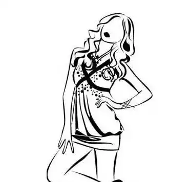 时尚的女孩简笔画阿姨