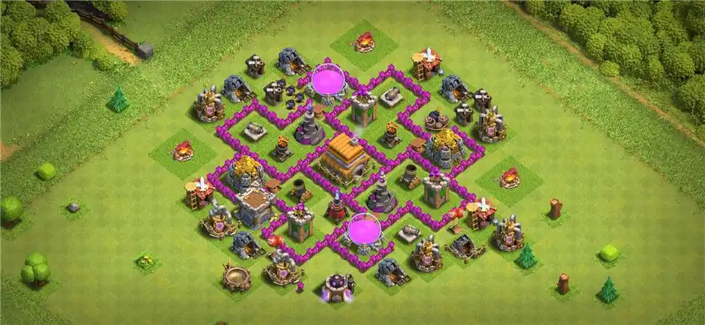 6本六本阵(可以防一部分七八本),部落冲突阵型分享,6本六本阵(可以防