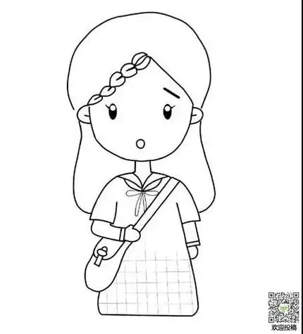 可爱小女孩的简笔画教程6