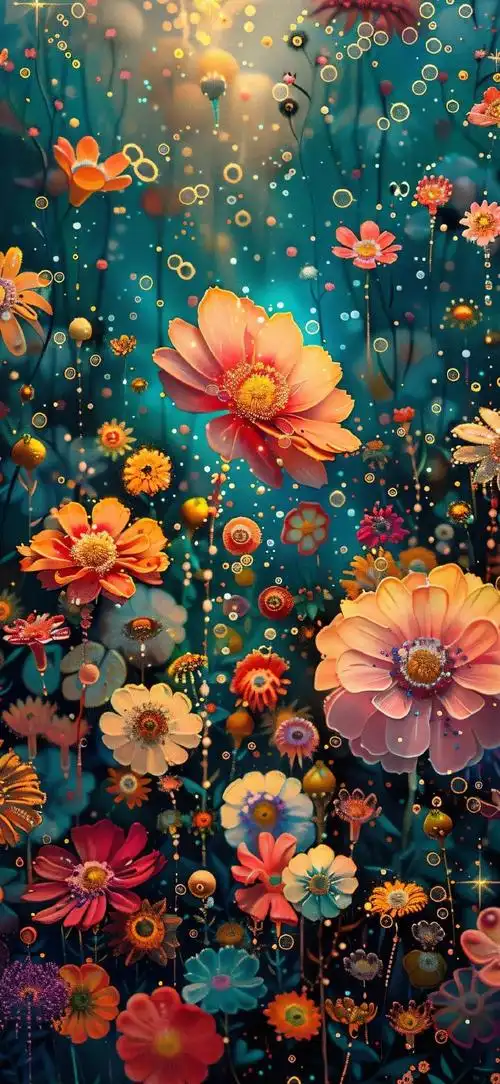 ai绘画#油画风花海壁纸 创意 花朵 15pm尺寸#高清壁纸图片