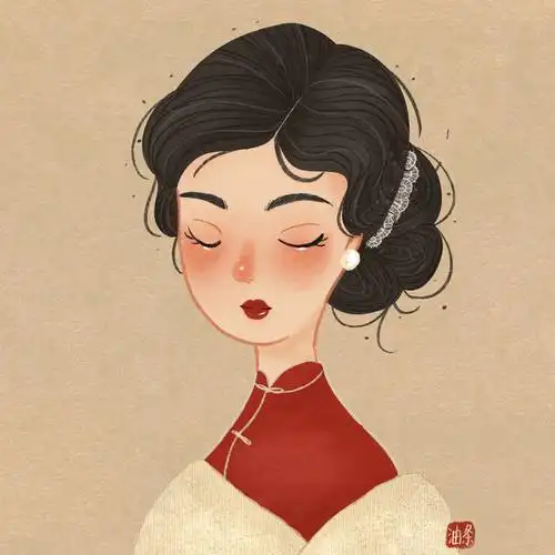 国风复古头像 插画 旗袍 民国风