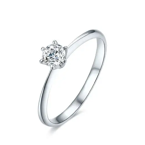 周六福周六福约50分白18k金钻戒经典六爪钻石戒指结婚女戒0910-zfzlf