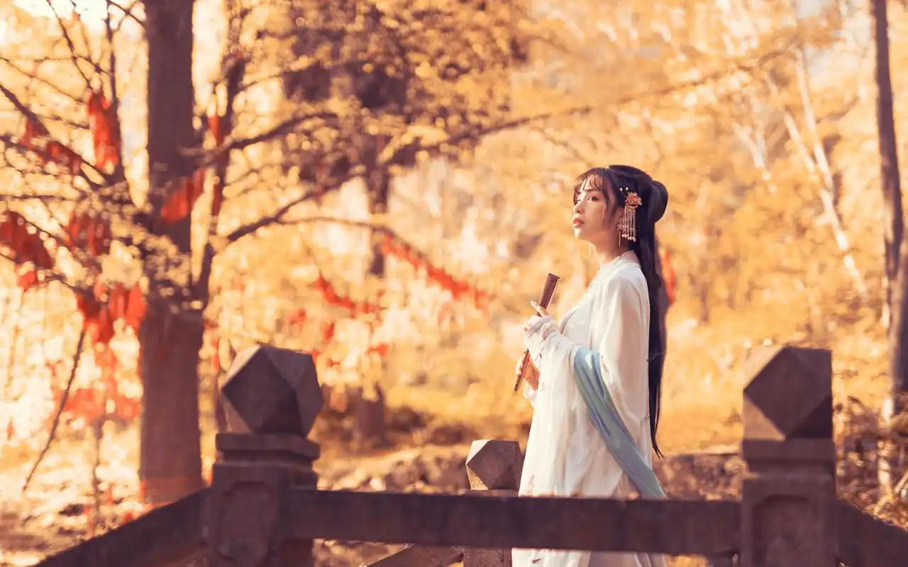古风汉服美女唯美户外写真图片桌面壁纸