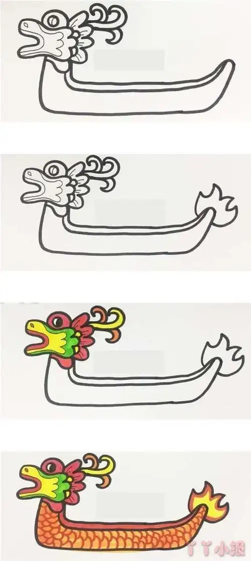 教你怎么画龙舟简笔画步骤教程涂颜色