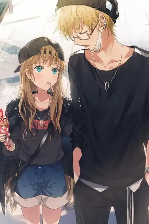 二次元情侣系列插画图!我要稳稳的幸福,能抵挡末日的残酷