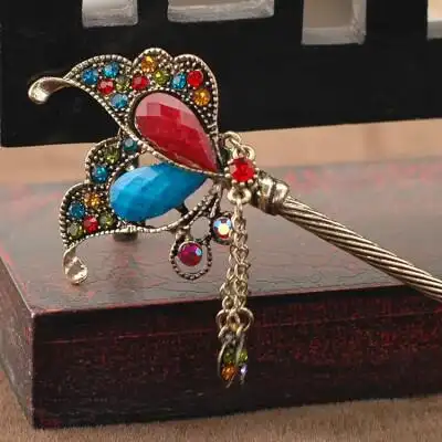 韩国头饰盘发发饰步摇流苏古典复古古装盘头蝴蝶发簪 民族风簪子