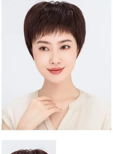 albert withman中老年假发女短发七夕送妈妈头套少女真人发丝真发自然