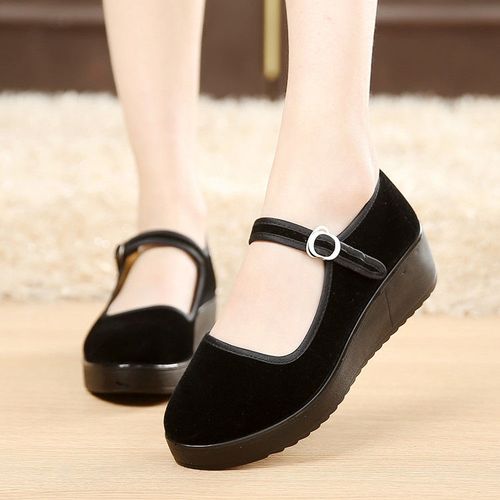 老北京布鞋女单鞋上班跳舞软底黑色布鞋女工作鞋舒适厚平底妈妈鞋