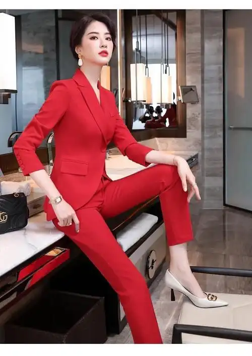 雅鹿【高档女装】高级感气质高端女总裁西装职业套装秋冬正装时尚气质