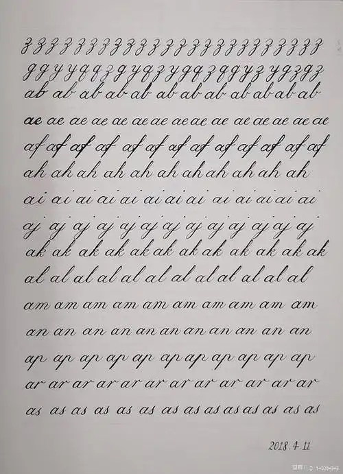 进入俩字母连笔,不容易~慢慢来吧,稳扎.