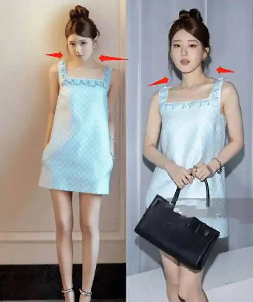 赵露思看秀服装全球首穿,却被嘲p图太狠,生图秒变大圆脸_照片_品牌_团