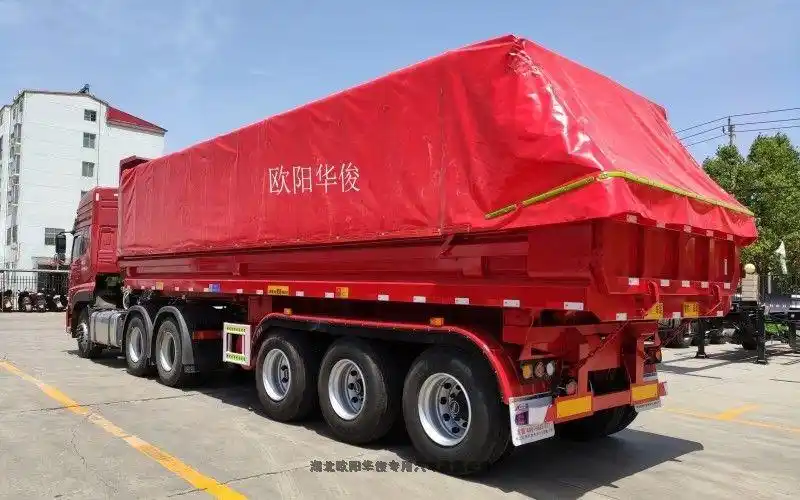 9.5米电动篷布后翻自卸半挂车哪家厂家自重轻