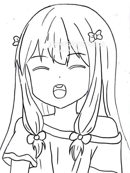 图片画超萌可爱简单手绘图案梨子网动漫简笔画人物女孩q版卡通缺失:简