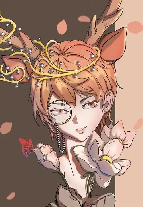 鹿角金丝眼镜斯文男头