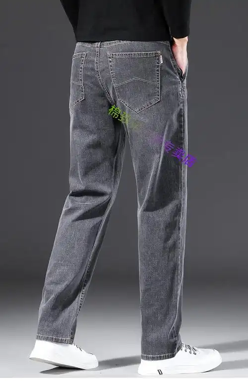 森马集团旗下棉致浅灰色牛仔裤男士宽松直筒高端环保新型斜插兜弹力