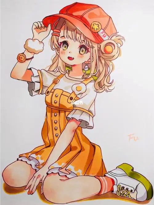 马克笔动漫手绘上色过程