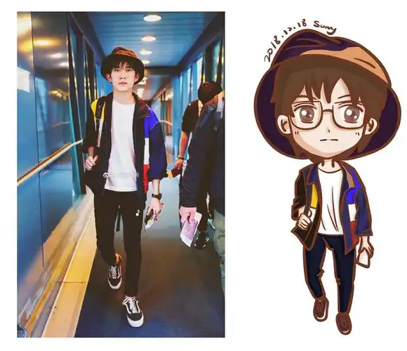 易烊千玺q版人物练习