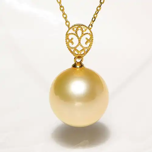 珑一1314mm18k金南洋金珠大颗海水珍珠吊坠项链坠菲律宾进口圆