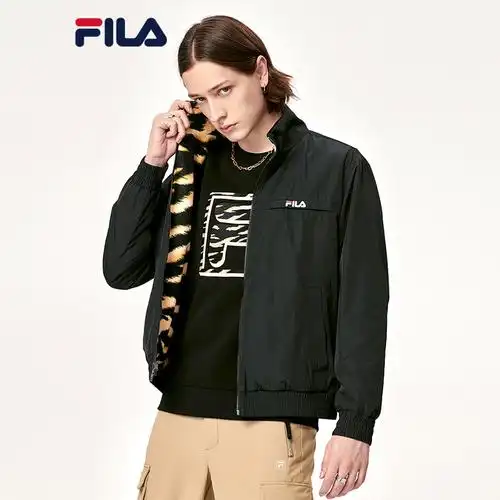 张艺兴同款fila斐乐男子2021年冬季新款满印时尚两面穿外套