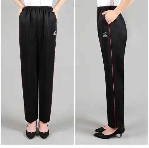 中老年运动裤女春秋厚款松紧长裤宽松休闲裤妈妈跑步晨练裤春秋款两件