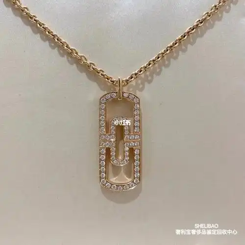 宝格丽parentesi系列玫瑰金回形针满钻项链