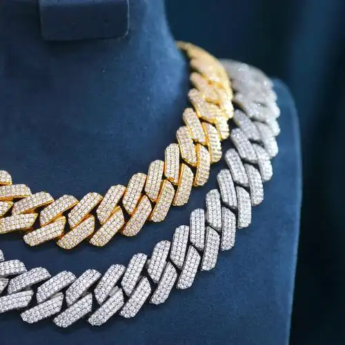 ybs满钻5a镶嵌白金项链古巴三排出品新款项链