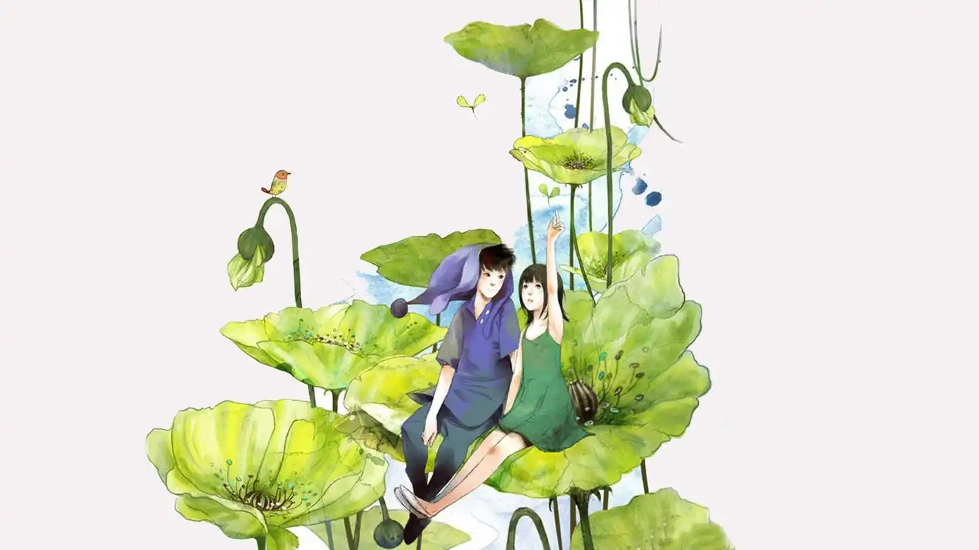 情侣可爱插画小清新电脑桌面壁纸高清大图预览1920x1080_卡通动漫下载