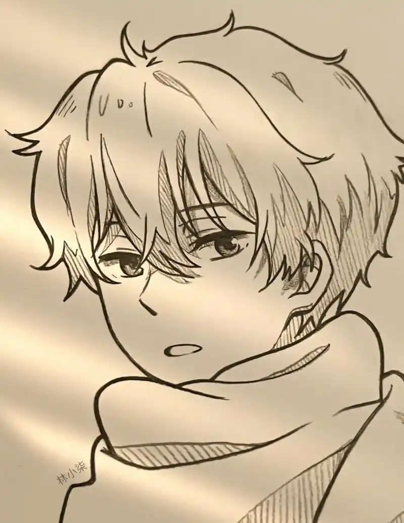 动漫头像铅笔画过程.95 折木奉太郎.78