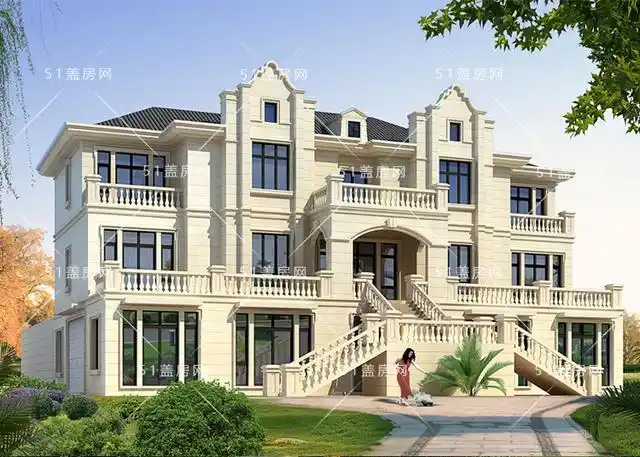 300平米简欧三层豪华别墅图,主体才花了100万,在大城市都不敢想