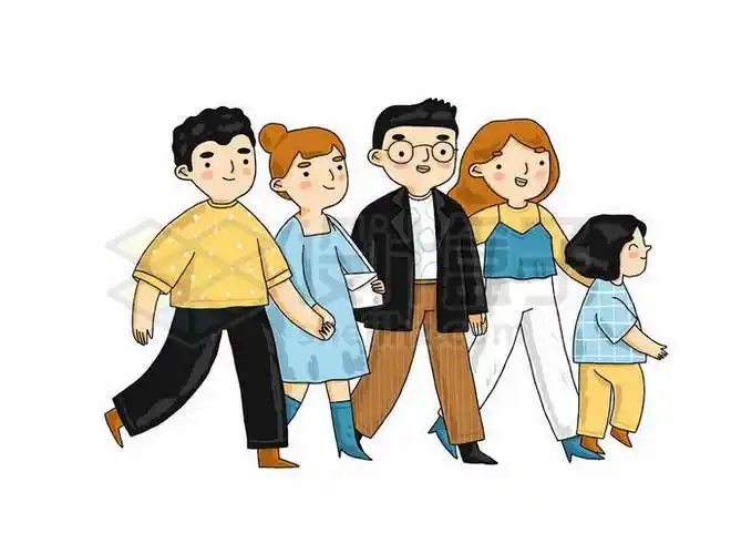 手牵手的一群人卡通人物形象3131262矢量图片免抠素材