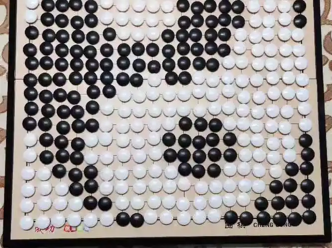 用围棋子拼了一个太极