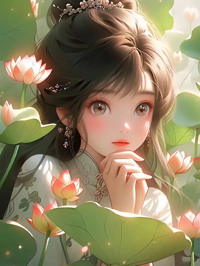 荷花系列|汉服 夏日荷花古风少女绝美壁纸 夏日炎炎,好运莲莲.