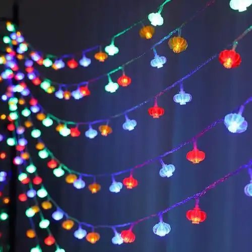 led春节彩灯闪灯元宵小红灯笼串灯中国结卧室婚房家用过年装饰灯