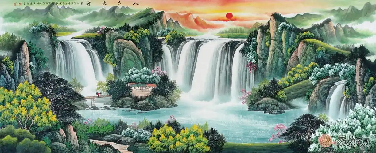 刘燕姣最新力作风水画聚宝盆作品《八方来财》