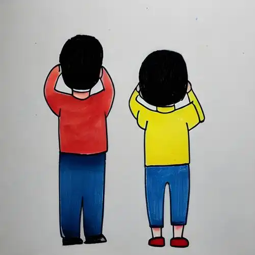 小学生敬礼的背影简笔画