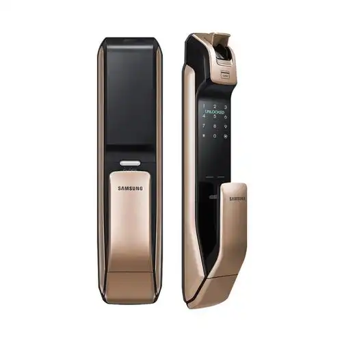 指纹锁电子锁密码锁家用防盗门智能门锁三星门锁感应锁shsp718香槟金