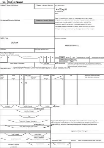 空运提单格式_文档下载