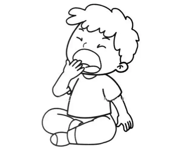 打哈欠的小男孩_简笔画_ps家园网