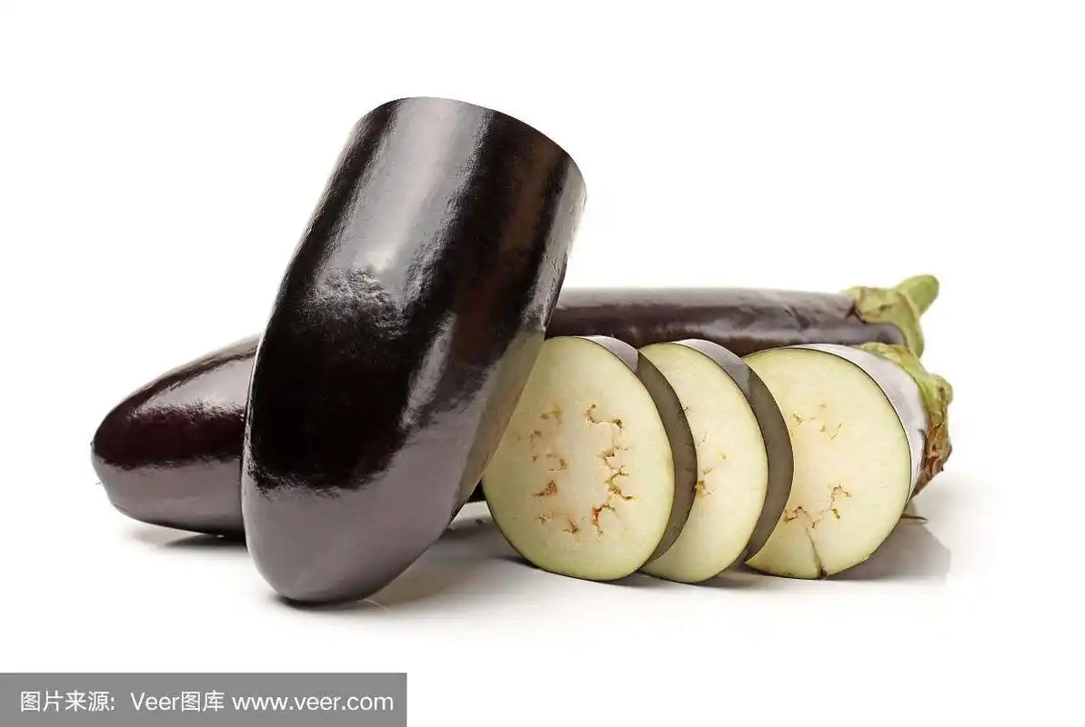 茄子,白色背景,分离着色,霓虹茄子,椭圆形